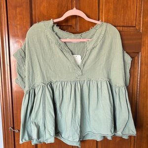 Altar'd State Briella Babydoll Top Sage Green Size XS